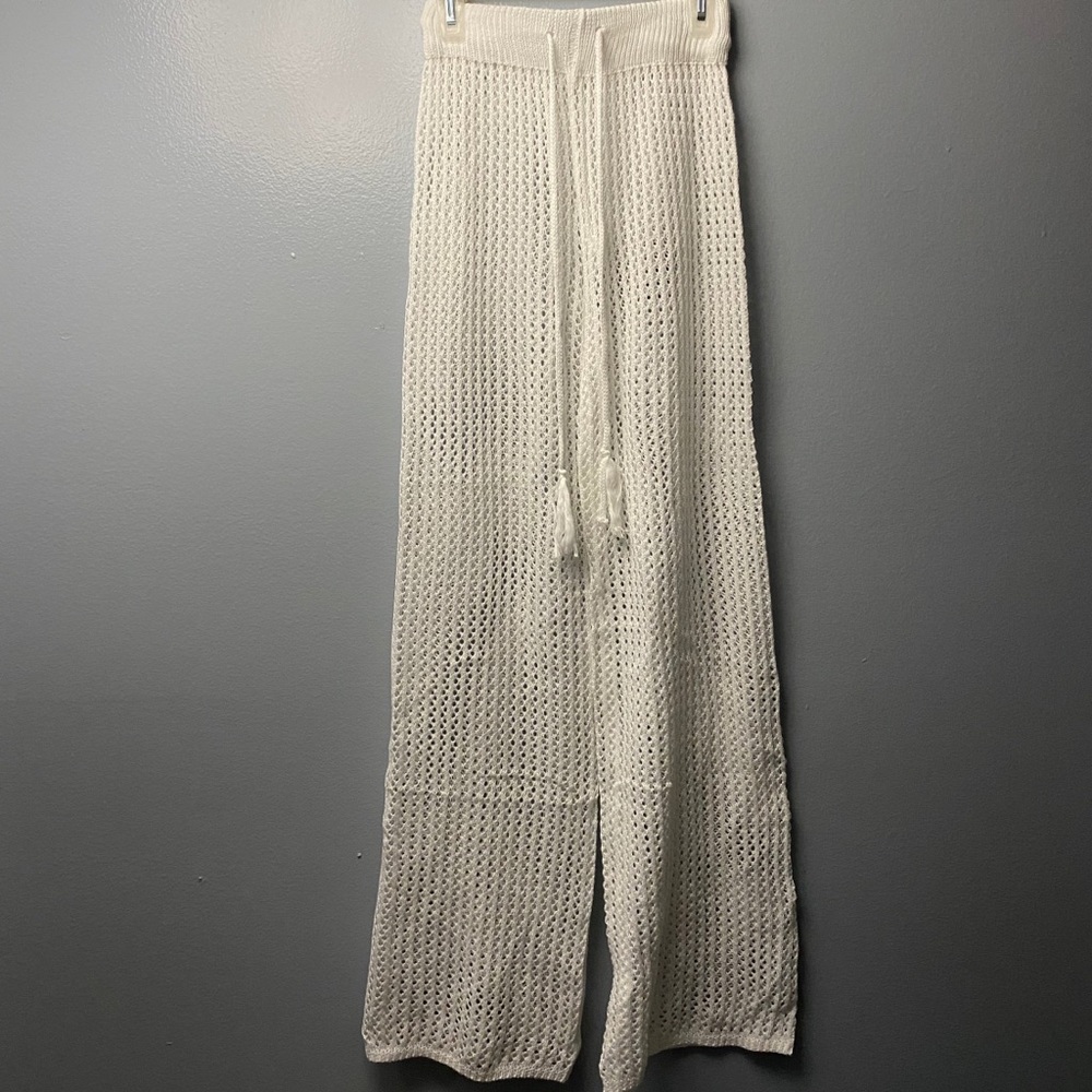 Drawstring crotchet straight pants